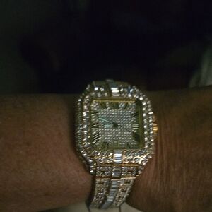Costume Jewelry With The Bling Bling Gold and Silver Diamond Watch